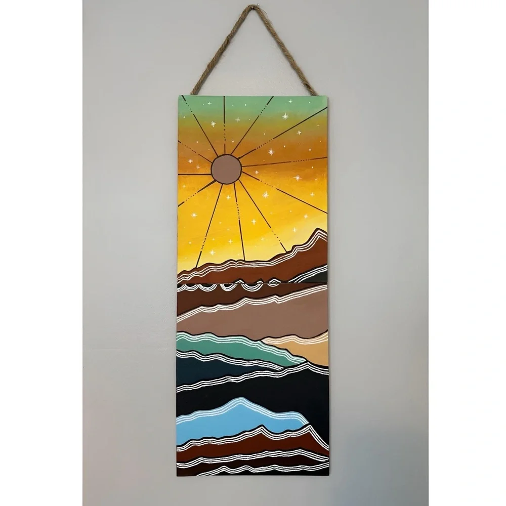 Boho Hippie Sunset Desert Hills Hand Painted Wall Decor